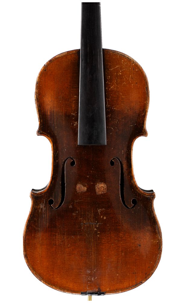 A violin, branded C F Hopf
