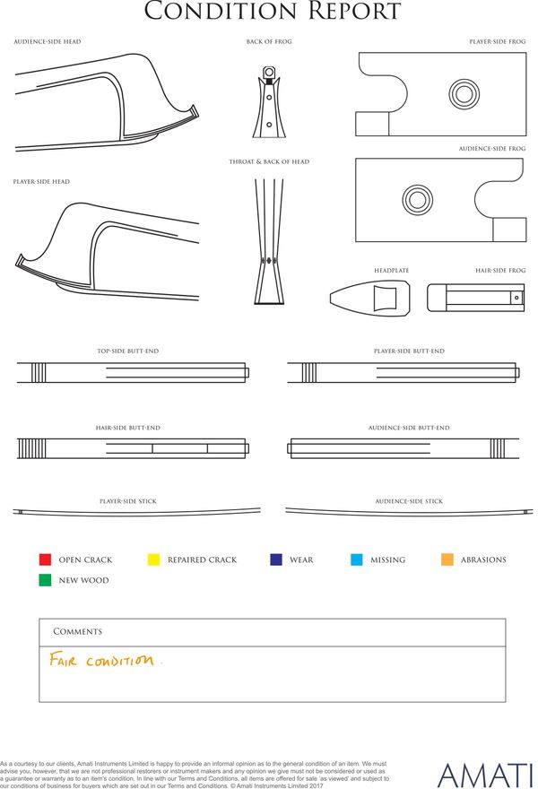 A silver-mounted violin bow, Germany, circa 1950 - condition report