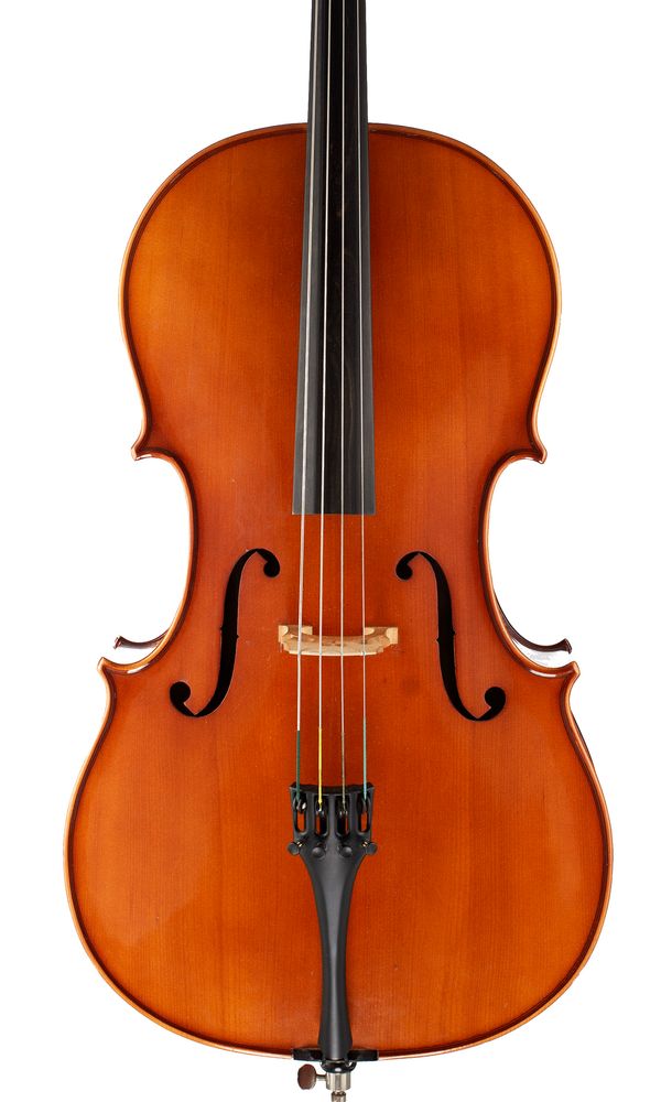 A three-quarter sized cello, labelled Karl Hofner