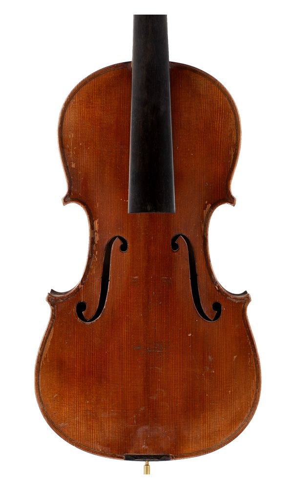 A violin, labelled Joseph Guarnerius