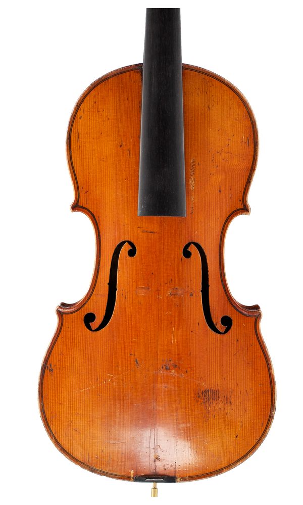 A violin, labelled Gio Paolo Magini