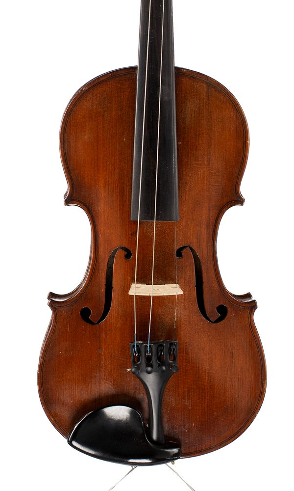 A violin, labelled William Carter Hulme