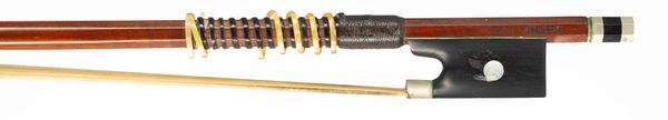 A nickel-mounted violin bow, Mirecourt, circa 1900