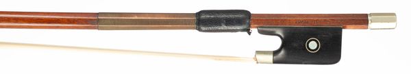 A nickel-mounted violin bow, Mirecourt, circa 1900