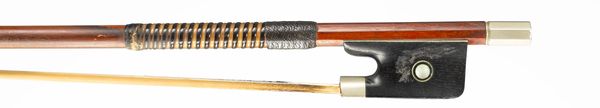 A nickel-mounted cello bow, unbranded
