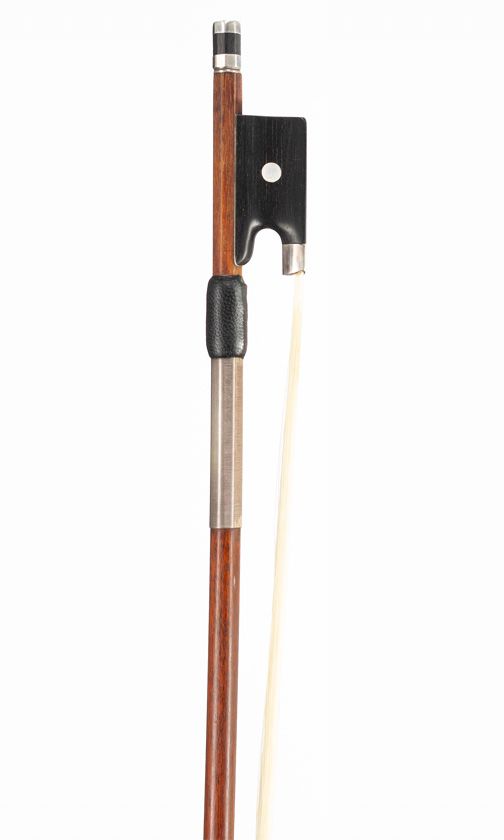 A silver-mounted violin bow, unbranded