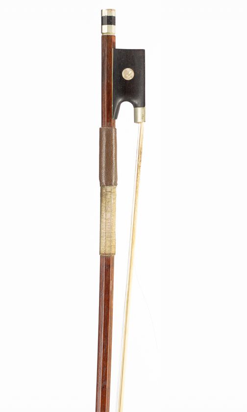 A nickel-mounted violin bow, unbranded