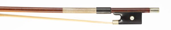 A silver-mounted violin bow, branded [illegibly]
