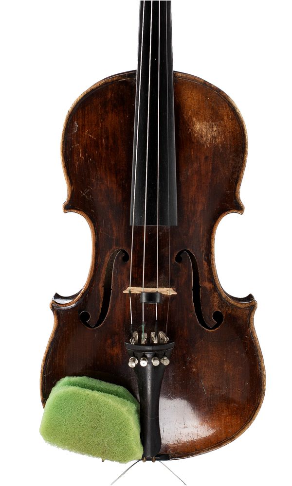 A violin, labelled repaired by F. H. Ireson