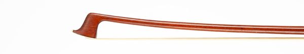 A nickel-mounted violin bow, branded Alfred Knoll