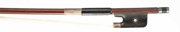 A silver-mounted viola bow, branded Roderich Paesold
