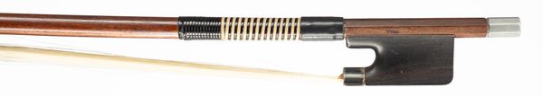 A silver-mounted cello bow, branded Hill