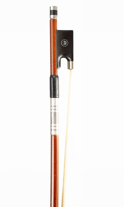 A nickel-mounted violin bow, unbranded