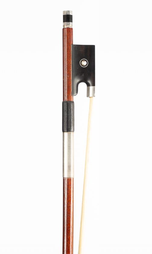 A silver-mounted violin bow, unbranded