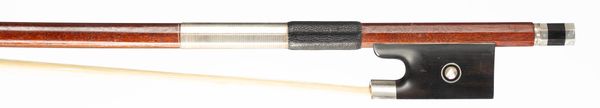 A silver-mounted violin bow, unbranded