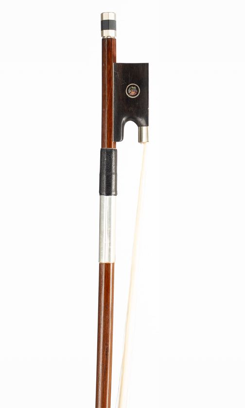 A nickel-mounted violin bow, unbranded