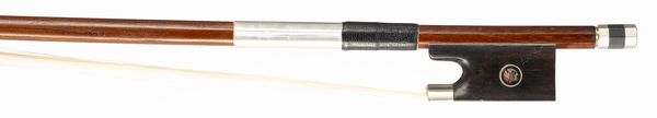 A nickel-mounted violin bow, unbranded