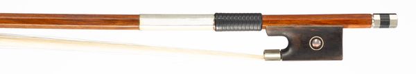 A nickel-mounted violin bow, unbranded