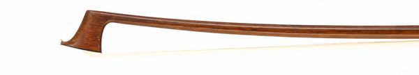 A nickel-mounted violin bow, branded Orchestra