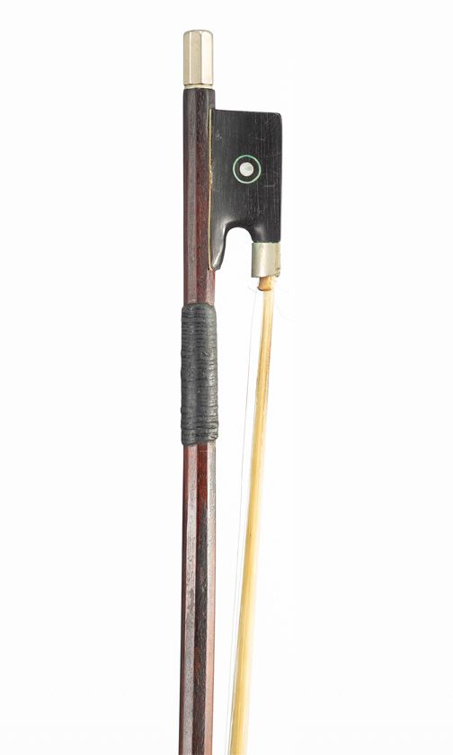 A nickel-mounted violin bow, unbranded