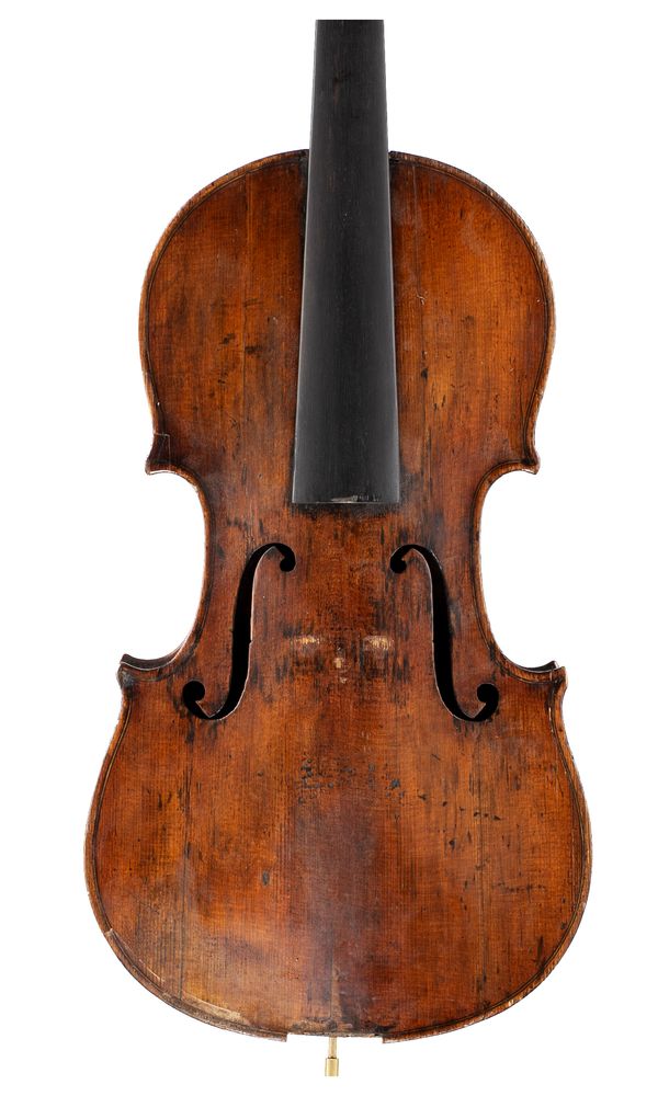 A violin, labelled J. Brown