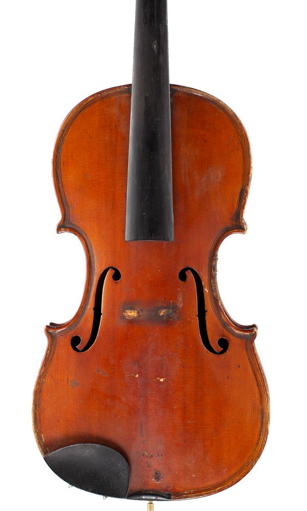 A violin, labelled James Hardie & Sons