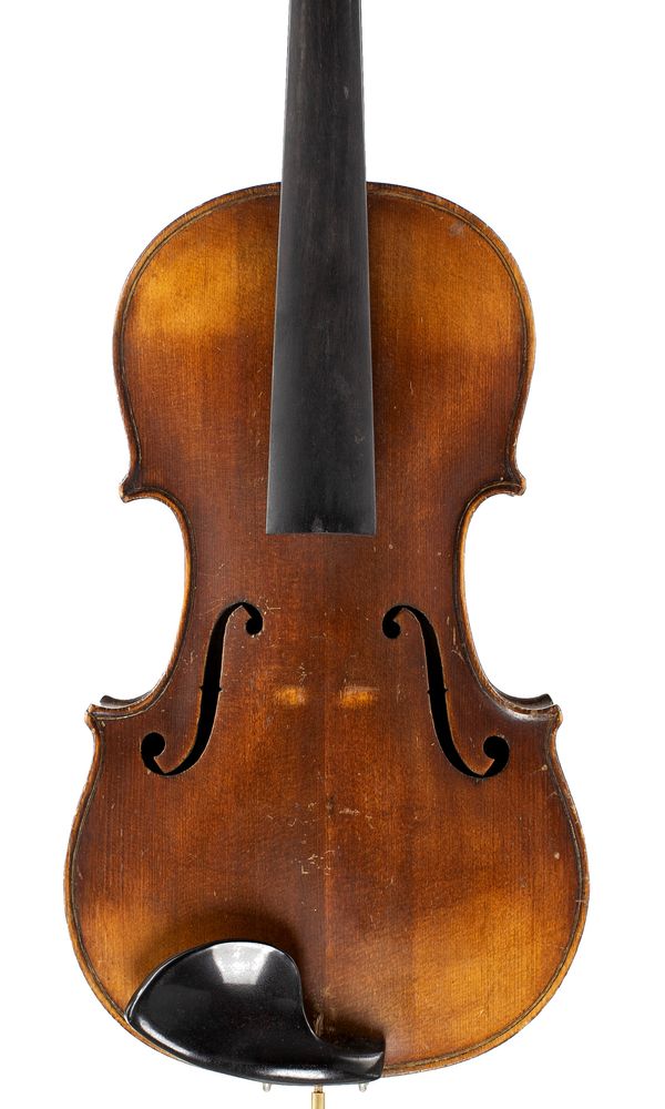 A violin, labelled Joseph Guarnerius