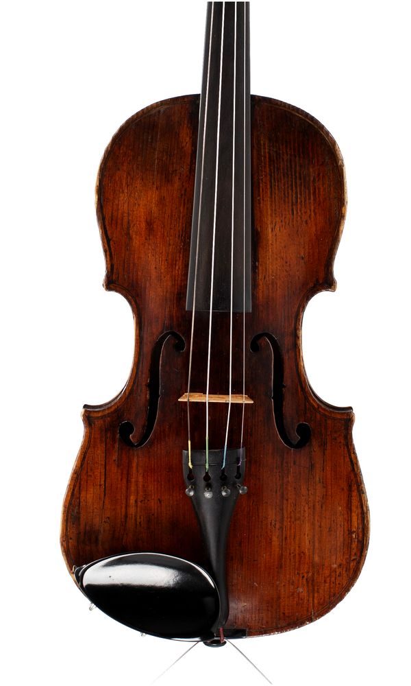 A violin, labelled Joseph Guarnerius