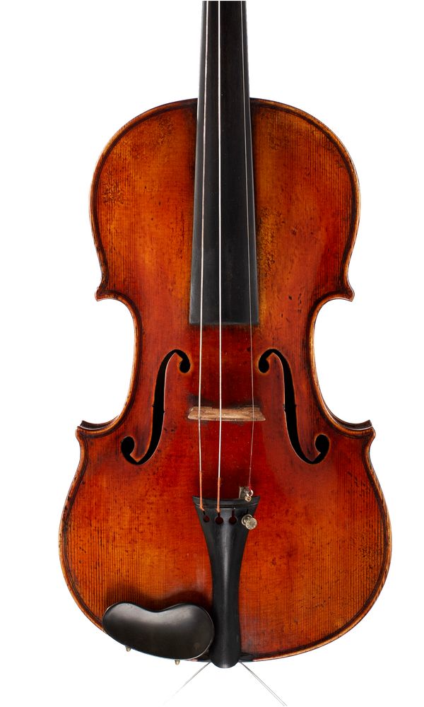 A violin, labelled Alexandre Delanoy