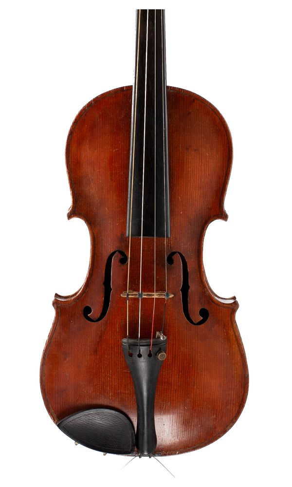 A three-quarter sized violin, branded Stainer [at button]