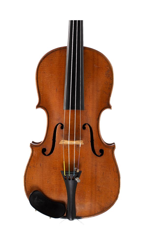 A half-sized violin, labelled Antonius Stradivarius