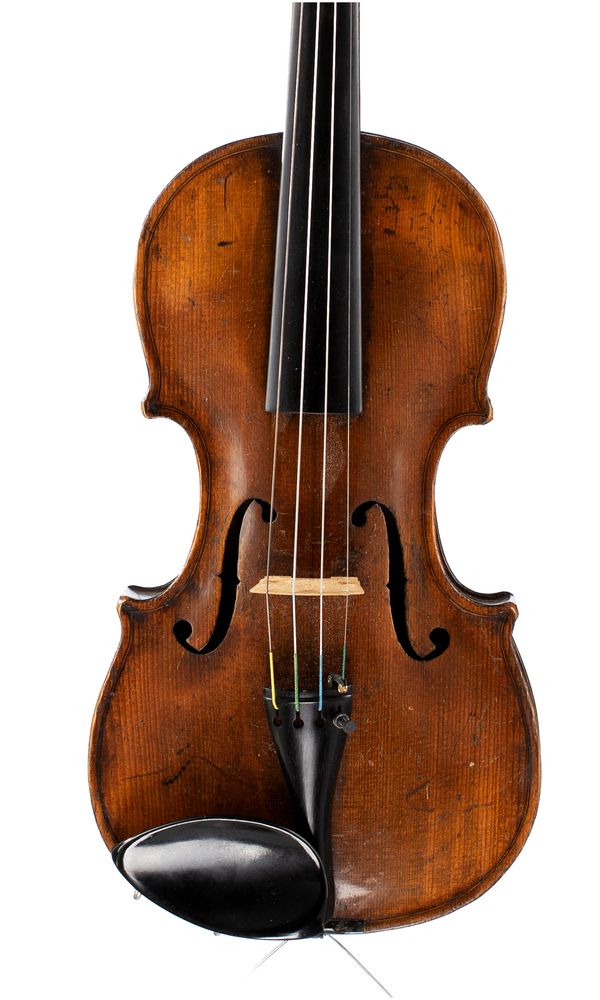 A violin, labelled Andrea Castagneri