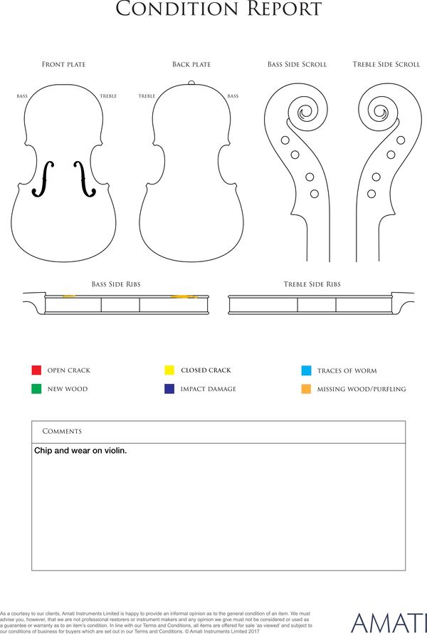 A violin, Mirecourt circa 1920 - condition report