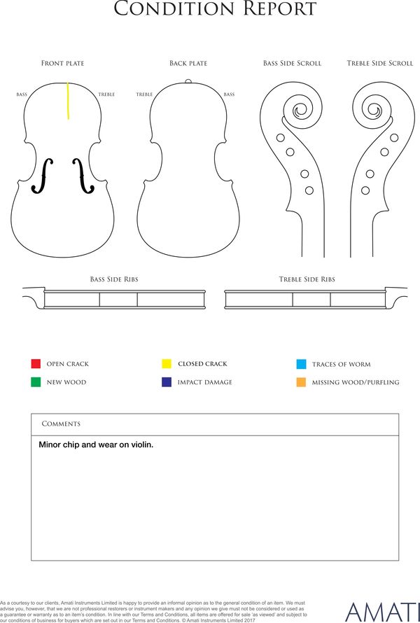A 7/8 violin, France, 20th Century - condition report