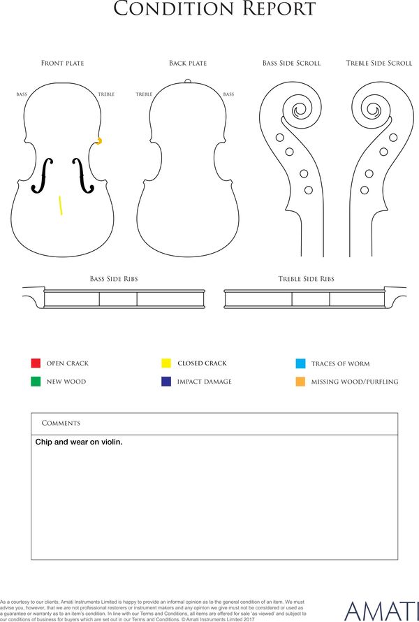 A violin, Mirecourt circa 1900 - condition report