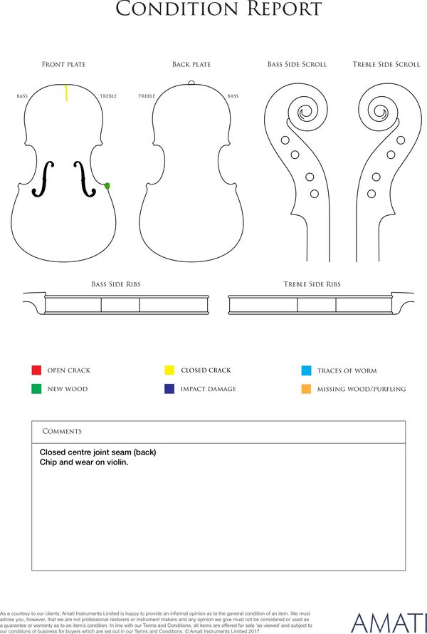 A violin, probably by Thomas Urquhart circa 1670 - condition report