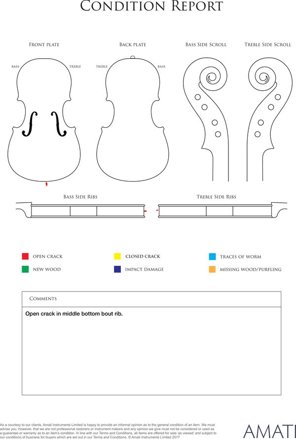 A small violin, school of Caussin - condition report