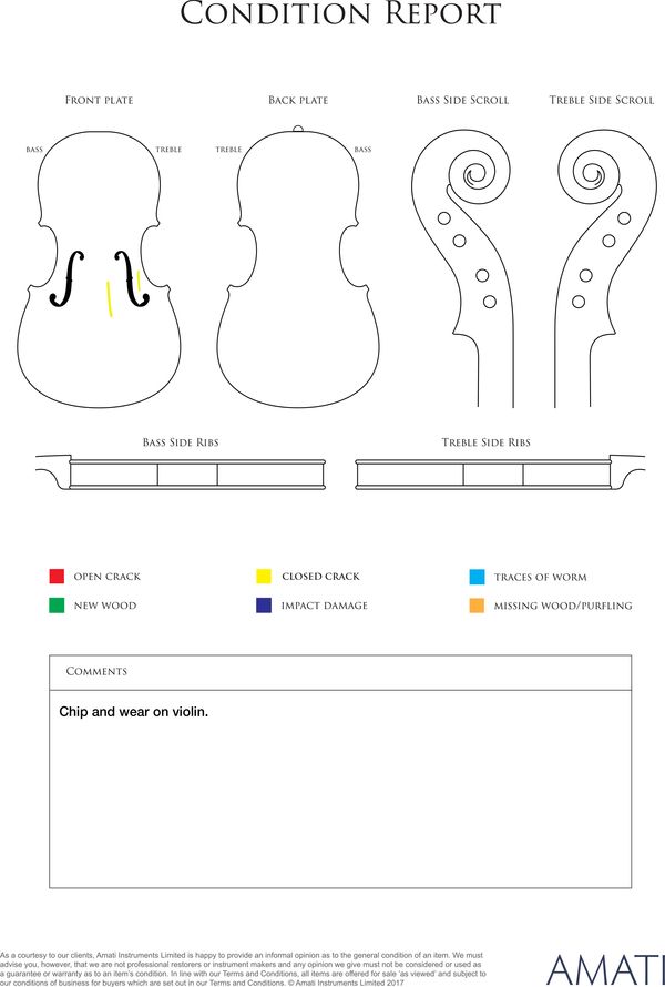 A violin, England, 19th century - condition report