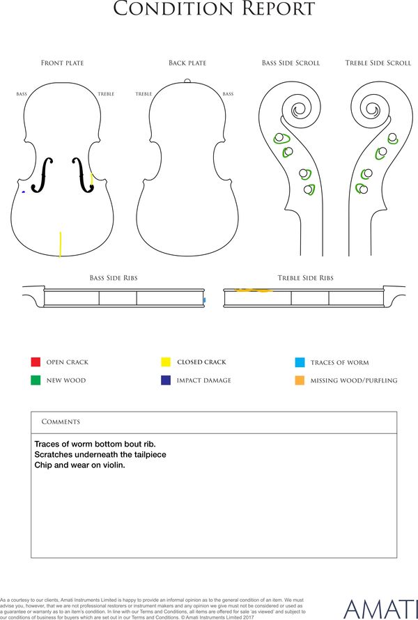 A violin, Mirecourt, 19th century - condition report