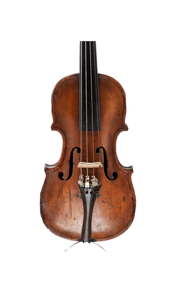 A child-sized violin, unlabelled