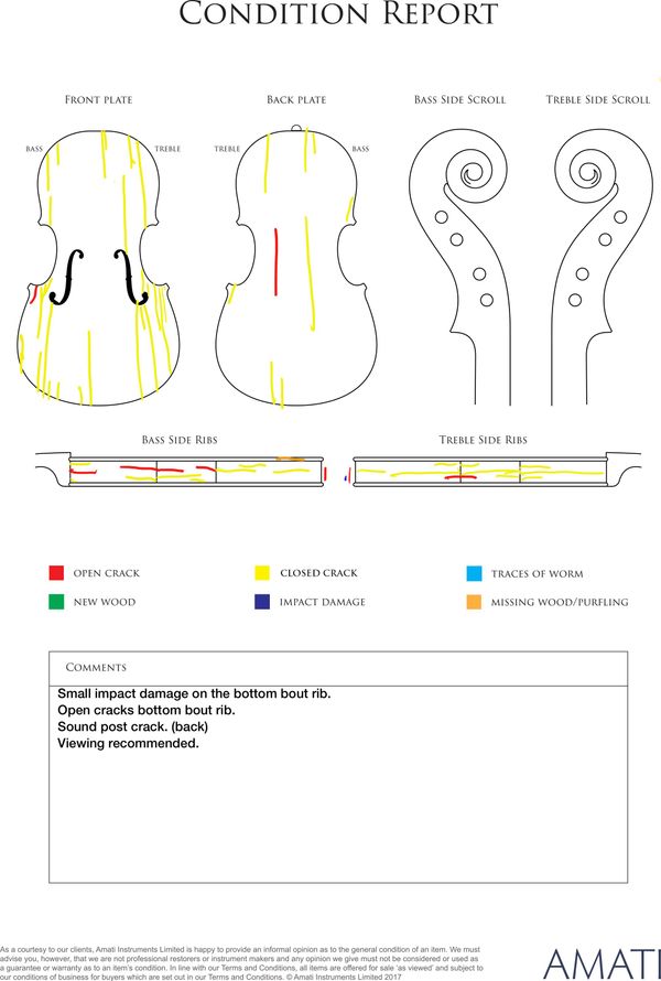 A 7/8 sized cello probably by Raffaele and Antonio Gagliano, Naples, circa 1820 - condition report