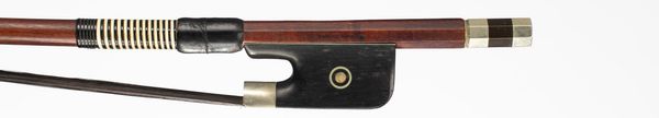 A nickel-mounted double bass bow, Workshop of Conrad Gotz, Germany, circa 1970