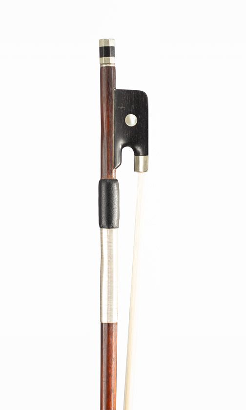 A nickel-mounted violin bow by Marie Louis Piernot, Paris, circa 1920