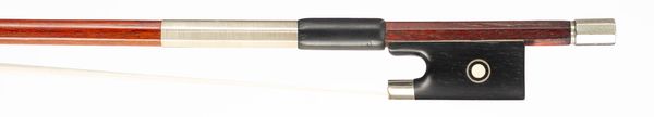 A nickel-mounted violin bow by Roger François Lotte, Mirecourt, circa 1960