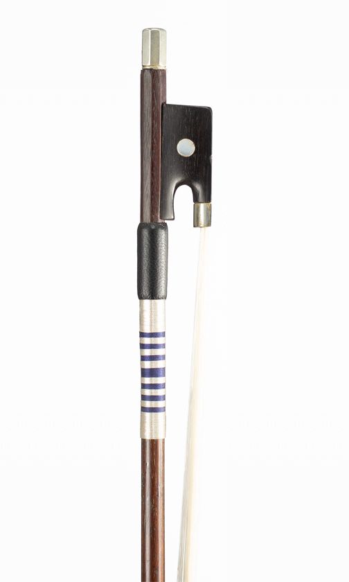 A nickel-mounted amourette violin bow, possibly German, circa 1860
