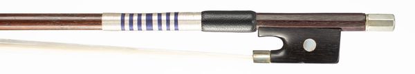 A nickel-mounted amourette violin bow, possibly German, circa 1860