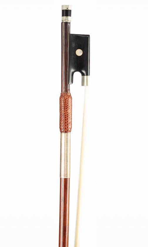 A nickel-mounted violin bow, Workshop of Jérôme Thibouville-Lamy, Mirecourt, circa 1920