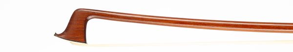 A nickel-mounted violin bow, probably Mirecourt, circa 1910
