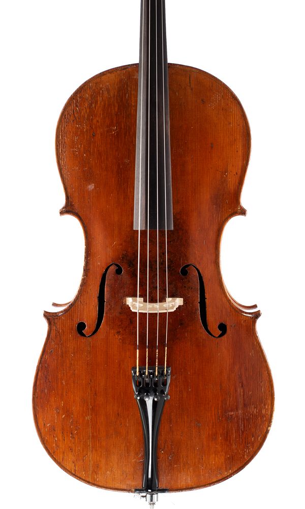 A three-quarter sized cello, unlabelled