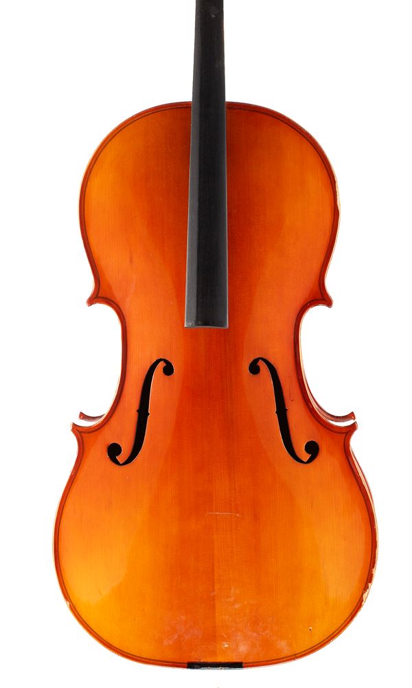 A half-sized cello, labelled B&H